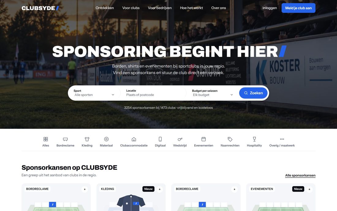 Het sponsorplatform Clubsyde