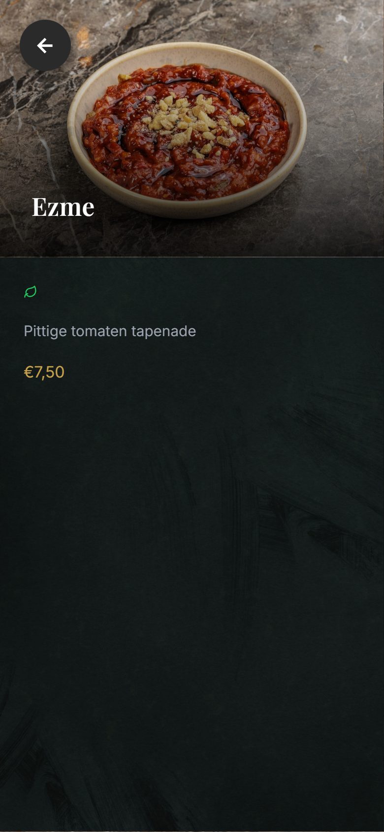 Echt scherm uit het Ganii-menu: Met uitleg en prijs