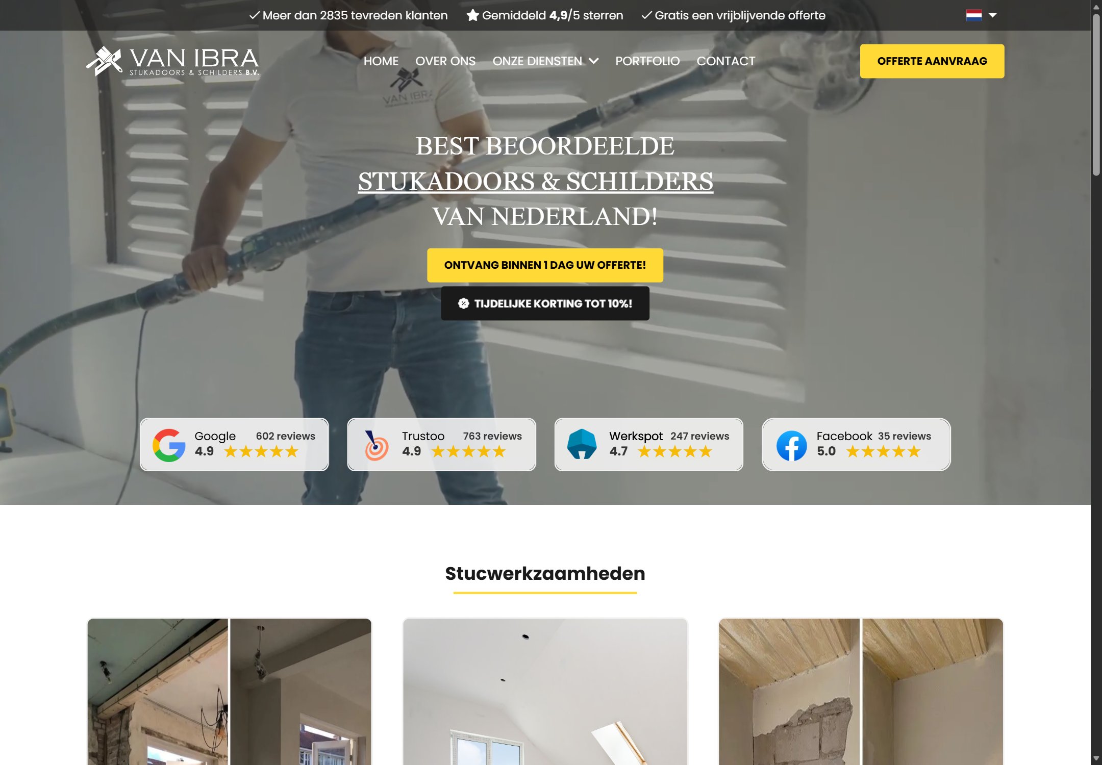 De website van Van Ibra Stukadoors en Schilders